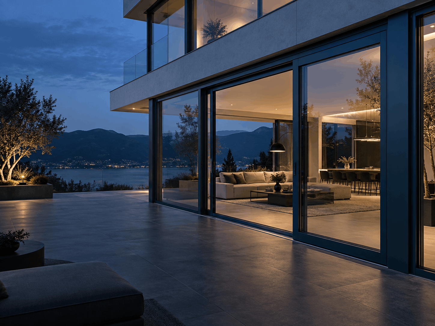 Aluminium sliding door and facade systems in a modern residence